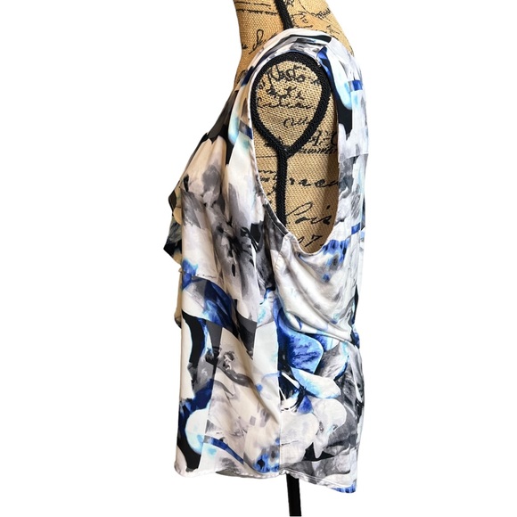 White House Black Market White Floral Top Blouse sz Large - Picture 4 of 6